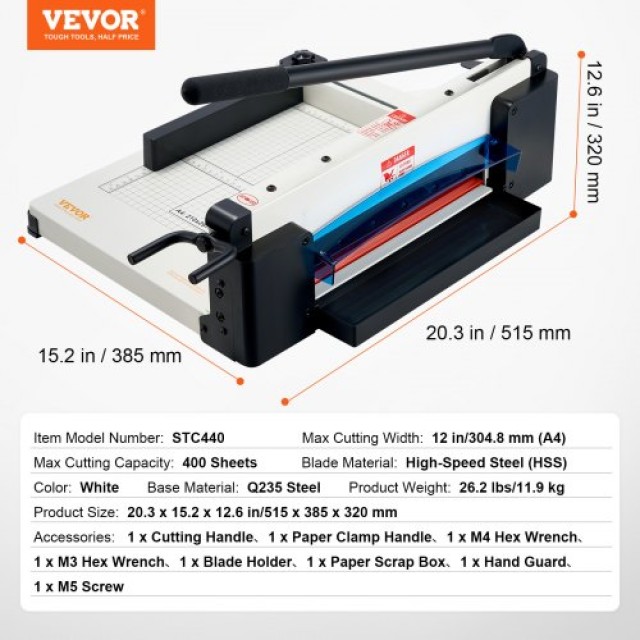 VEVOR Κοπτικό Χαρτιού 30cm Μεταλλική Βάση Υψηλής Χωρητικότητας DXSD...