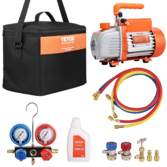 VEVOR Αντλία Κενού 1/4 HP 4 CFM & Σετ Μετρητών για Κλιματιστικά  KD4CFM180WA2LGZ5FV2