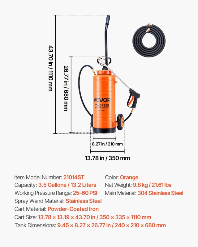 VEVOR Φορητός Ψεκαστήρας με Τροχούς, Χωρητικότητα 3.5 Γαλόνια/14 Λί... VEVOR Φορητός Ψεκαστήρας με Τροχούς, Χωρητικότητα 3.5 Γαλόνια/14 Λί...