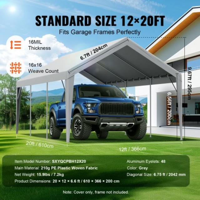 VEVOR Αντικατάσταση Καλύμματος Carport 12x20ft, Αδιάβροχο & UV Προσ... VEVOR Αντικατάσταση Καλύμματος Carport 12x20ft, Αδιάβροχο & UV Προσ...