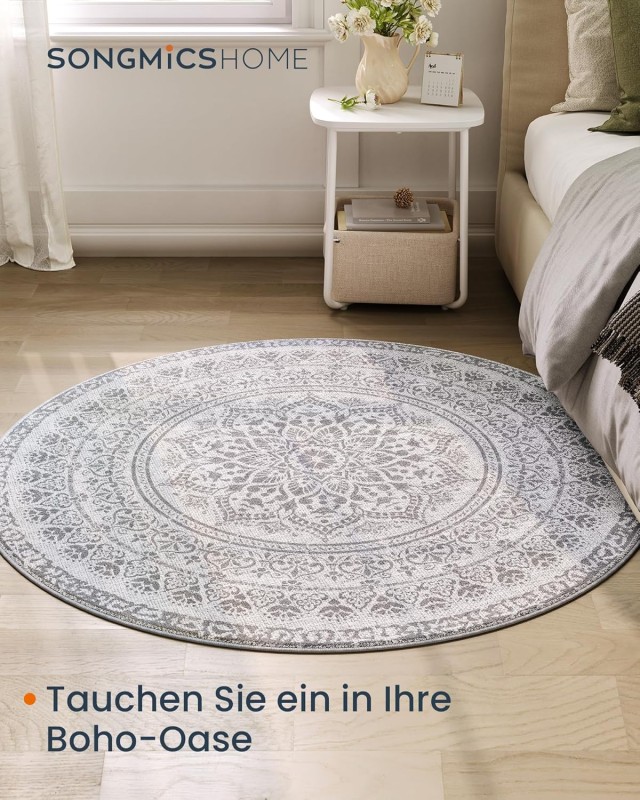 SONGMICS Στρογγυλό Γκρι Boho Χαλί 120x120cm TAR051G01