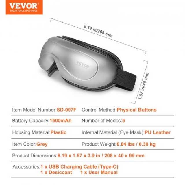 Συσκευή Μασάζ Ματιών VEVOR με Θερμότητα και Bluetooth Μουσική  YBAMQQHSAJ00R10HIV9