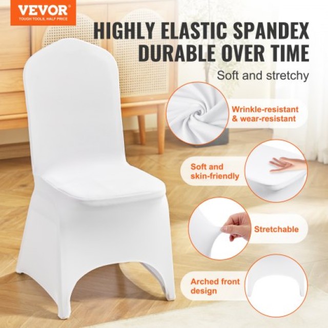 VEVOR  100 Καλύμματα Καρεκλών Λευκά Spandex Lycra για Γάμο/Πάρτι 100PCSGXBSYT00001V0