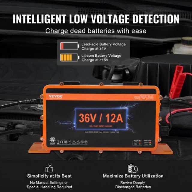 Φορτιστής Μπαταρίας 36V 12A για EZGO D-Style IP67 ETL  GEFQCDCCDQDX...