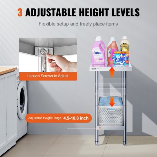 Επαγγελματικός Πάγκος Εργασίας VEVOR 24x18x34ιν. από Ανοξείδωτο Ατσ...