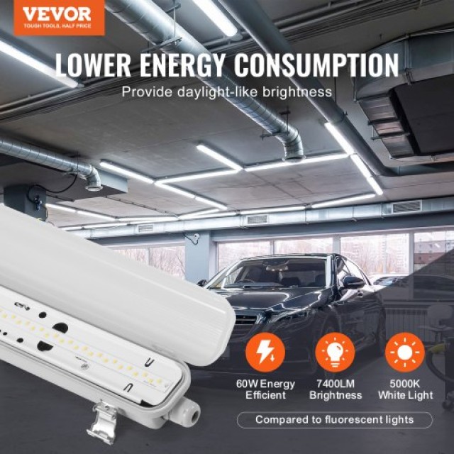 VEVOR 4x4FT LED Ανθεκτικό Φωτιστικό 60W 7400LM 5000K  FZQD4FT4JT60THPABV7