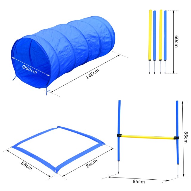 PawHut Set Agility Dog for Dog Training με Σλάλομ, Τούνελ και Εμπόδια D07-003