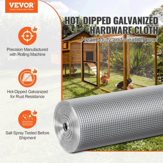 VEVOR Πλέγμα 1/4 48in x 50ft 23 Ga Συρματόπλεγμα για Κοτέτσια  DXGSWL48IN50W2KWSV0