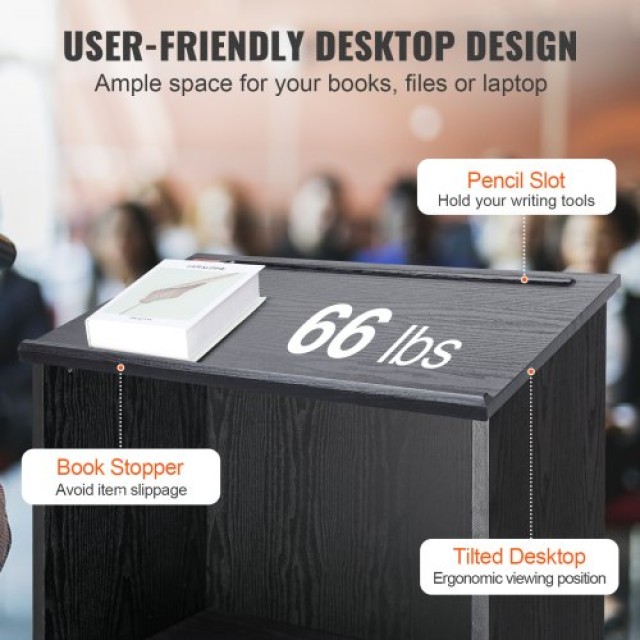 Βήμα VEVOR 47 με Ρόδες, Ξύλινο Αναλόγιο με Ράφια, Μαύρο CTSJTHSYMD... Βήμα VEVOR 47 με Ρόδες, Ξύλινο Αναλόγιο με Ράφια, Μαύρο CTSJTHSYMD...