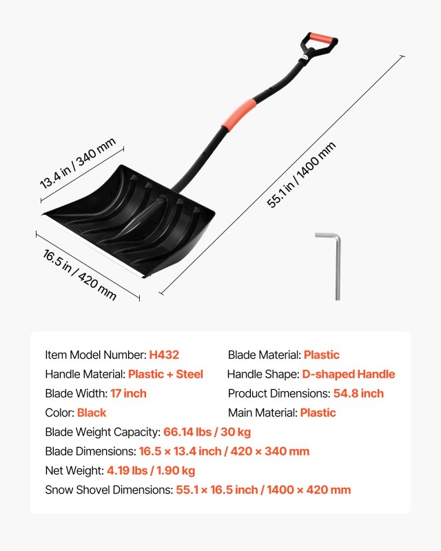 VEVOR Φτυάρι Χιονιού για Δρόμο, 42εκ Πλάτος με Χειρολαβές Σχήματος ... VEVOR Φτυάρι Χιονιού για Δρόμο, 42εκ Πλάτος με Χειρολαβές Σχήματος ...