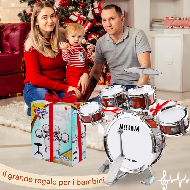 BAKAJI Παιδικό Σετ Τυμπάνων Jazz με 5 Τύμπανα, Σκαμπό, Πεντάλ και Μ... BAKAJI Παιδικό Σετ Τυμπάνων Jazz με 5 Τύμπανα, Σκαμπό, Πεντάλ και Μ...