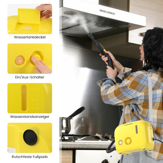 Costway Φορητός Ατμοκαθαριστής 1500W με Πίεση 3 bar και Μέγιστη Θερ...