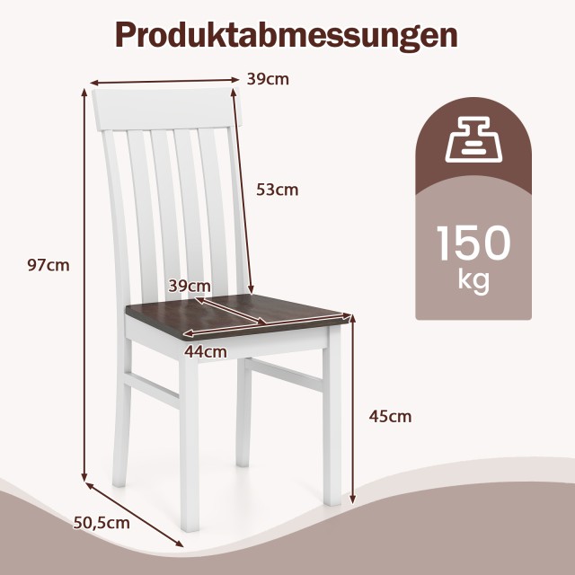 Costway Σετ 2 Τραπεζοκαρέκλες χωρίς μπράτσα με εργονομική πλάτη & β...