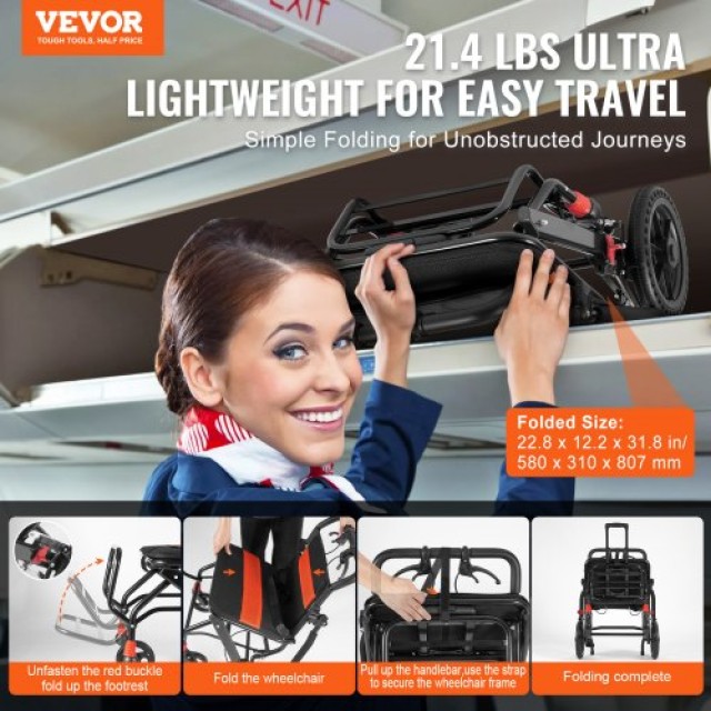 VEVOR Πτυσσόμενο Αμαξίδιο Αλουμινίου 18 100kg  FWYSLYLHJSX1TQ05XV0