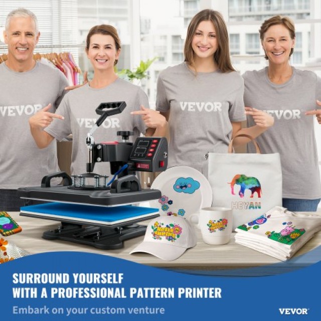 VEVOR Πολυμηχάνημα Θερμομεταφοράς 5 σε 1, 12x15, 1250W  FTSDG1215220VYQJDV2