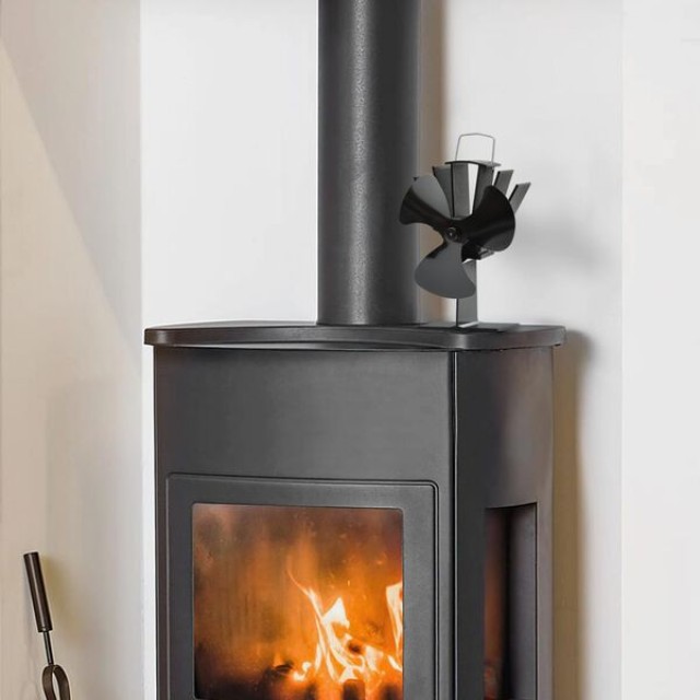 vidaXL Αερόθερμο Σόμπας Μαύρο με 3 Πτερύγια 51240 vidaXL Αερόθερμο Σόμπας Μαύρο με 3 Πτερύγια 51240