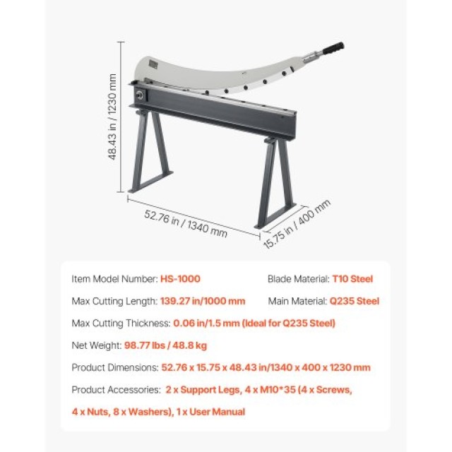 VEVOR Ψαλίδι Γκιλοτίνας 1000mm για Μεταλλικά Φύλλα LSJBJCGK39YCG2SB...