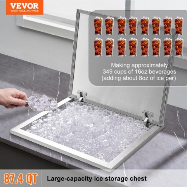 VEVOR Ανοξείδωτο Εντοιχιζόμενο Ψυγείο 28x16x17 με Κάλυμμα QRSCBCFG2...