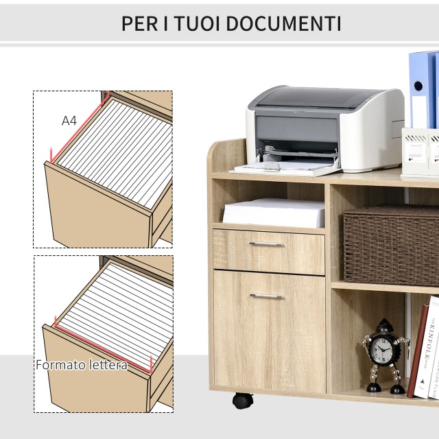 Vinsetto Mobile πολλαπλών χρήσεων με 4 ρόδες, δρυς, 80x40x72 cm 924...