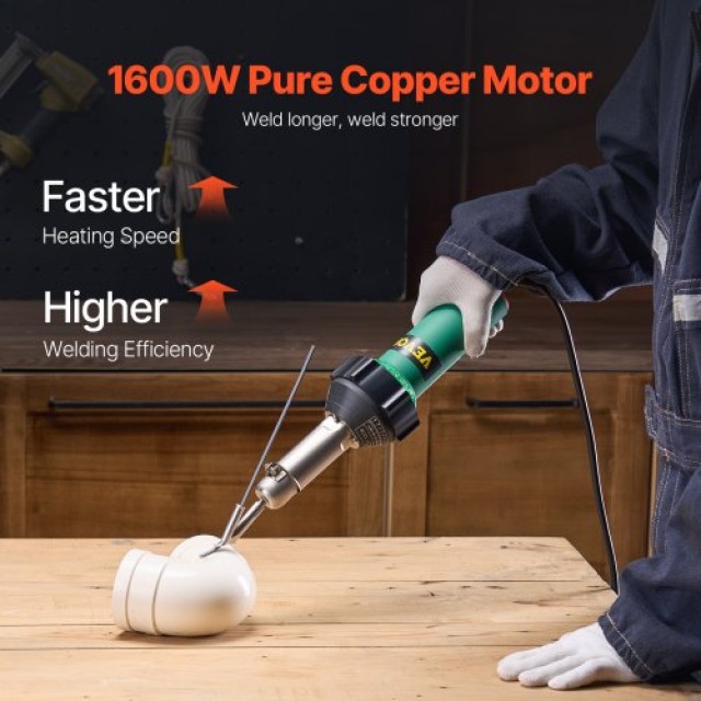 VEVOR  Πλαστικό Συγκολλητικό Θερμού Αέρα 1600W με 14 Αξεσουάρ  PVCBRRJTZYGJ5296GV2