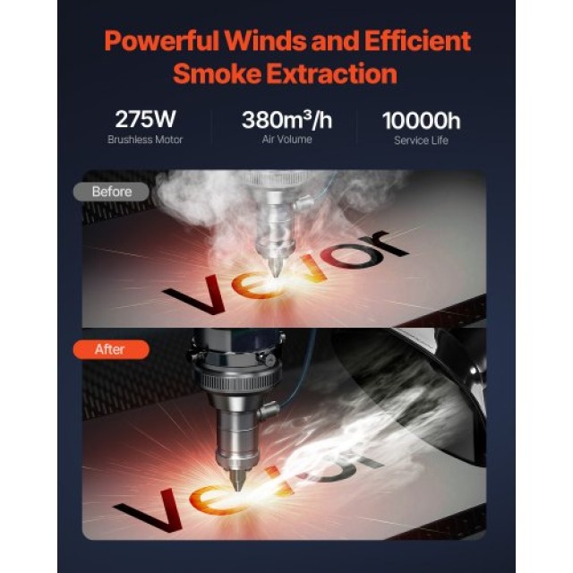 VEVOR Απορροφητήρας Καπνού 275W με Φίλτρα 4 Σταδίων PYJQDDY360LF5JO...