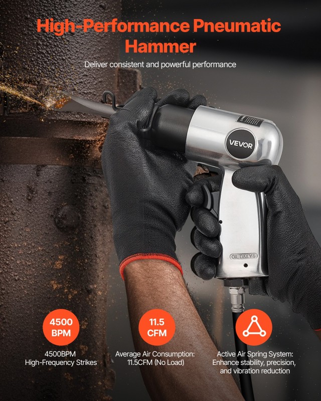VEVOR Πνευματικό Σφυρί Air Hammer 4500 BPM με Needle Scaler & 4 Καλ...