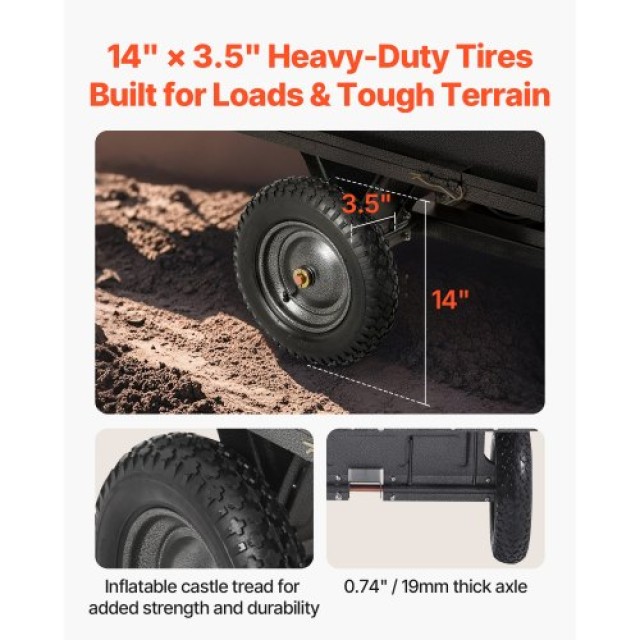VEVOR Καρότσι Χάλυβα 10 Κυβ. Πόδια 500LB για ATV/UTV Τρέιλερ Βαρύ Κ...