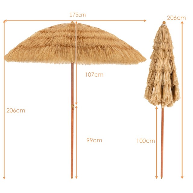 Costway Ομπρέλα Παραλίας 175 cm Λευκή + Μπεζ NP12079