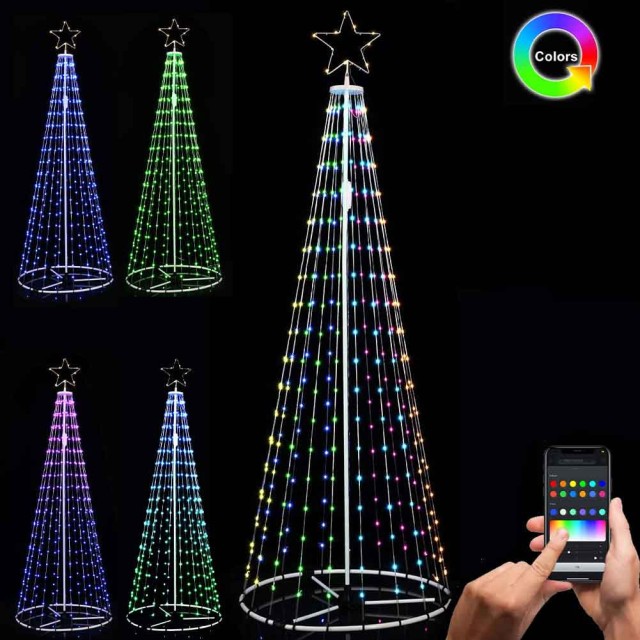 BAKAJI Φωτεινό Χριστουγεννιάτικο Δέντρο 224 cm με 324 LED RGB Έξυπν...