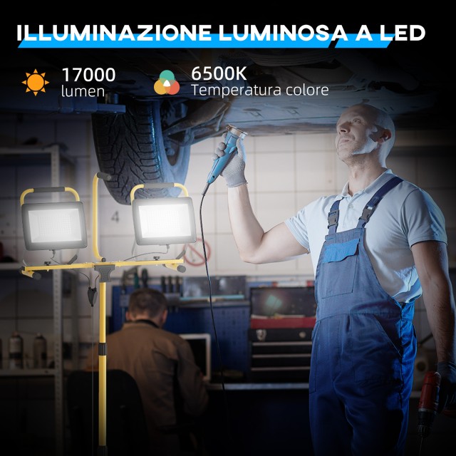HOMCOM  Προβολείς LED Εργασίας 6500K με Αποσπώμενο Τρίποδο, από Αλο...