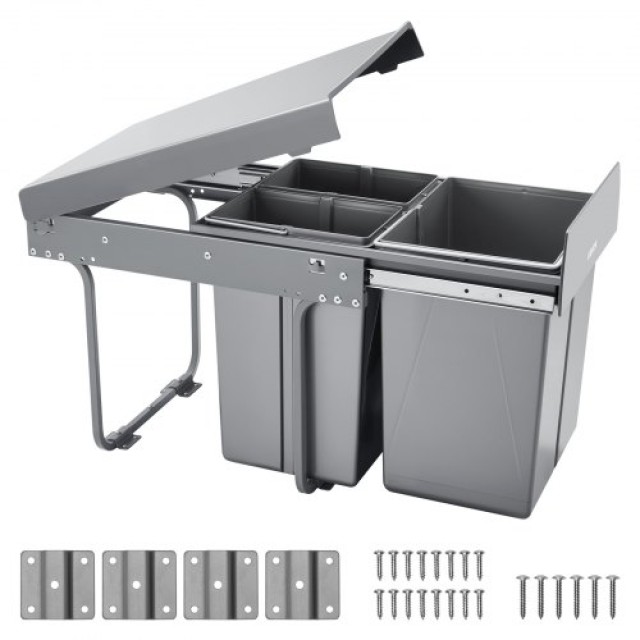 VEVOR Doppelter Küchenabfalleimer mit verschiebbarem Boden, 20+10+10L, CFLJTDTHSST4PX1IZV0
