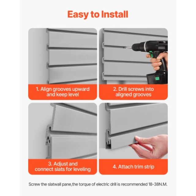 VEVOR Πάνελ Σχιστών Τοίχου PVC 8x4 ft Γκρι με Αξεσουάρ για Γκαράζ B...