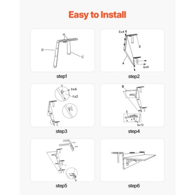VEVOR Πτυσσόμενο Τραπέζι Μπαλκονιού 12 x 48 ιν. FXGZMZ12INCH0ANITV0