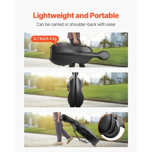 VEVOR Φορητή Θήκη Βιολοντσέλου 4/4 από Σύνθετες Ίνες Άνθρακα DTQHTQ...