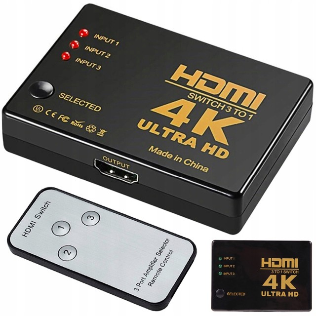 Verk Group Διακόπτης Διαχωριστής 3x σε 1 HDMI 4K UHD με Τηλεχειριστ...