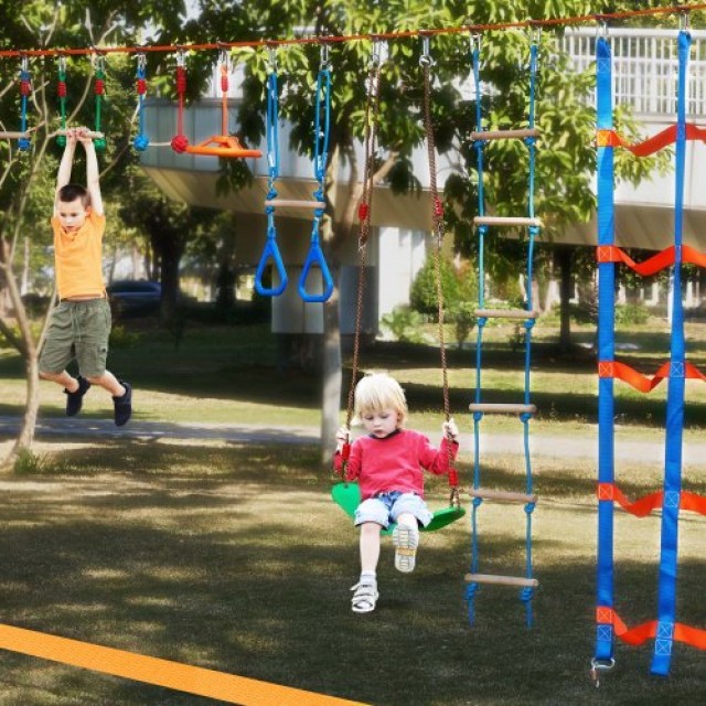 Παιδική Πίστα Ninja Warrior 2x50 ft με 12 Εμπόδια VEVOR για Εξωτερικό Χώρο  RZX502YC10J052R10V0