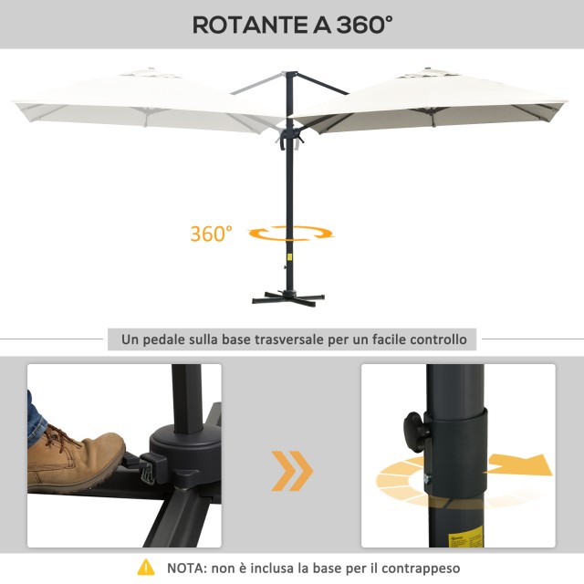 Outsunny Ομπρελόνι με Αντίβαρο 3x3 μ Κεκλιμένο με Μανιβέλα και Σταυ...