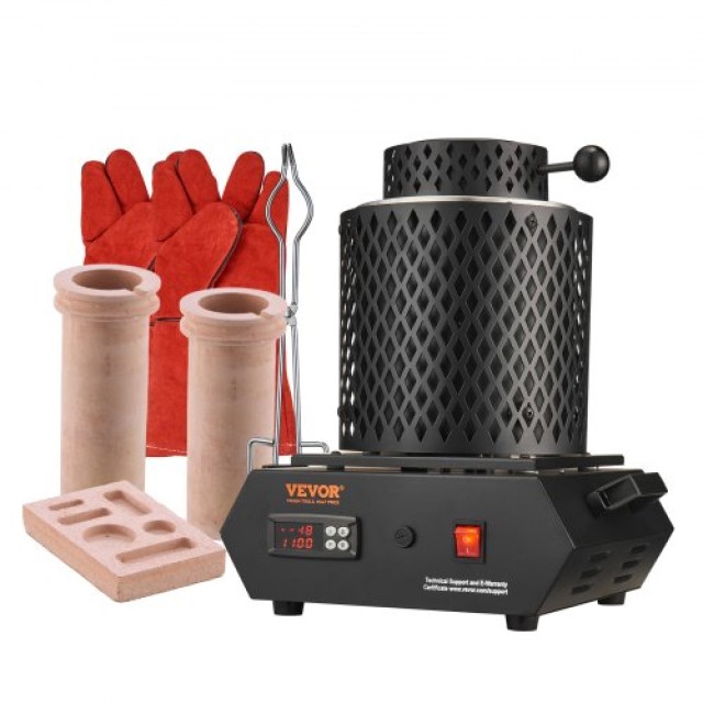 VEVOR Ηλεκτρικός Κλίβανος Τήξης Μετάλλων 1350W, 1150°C με Ψηφιακό Έ...