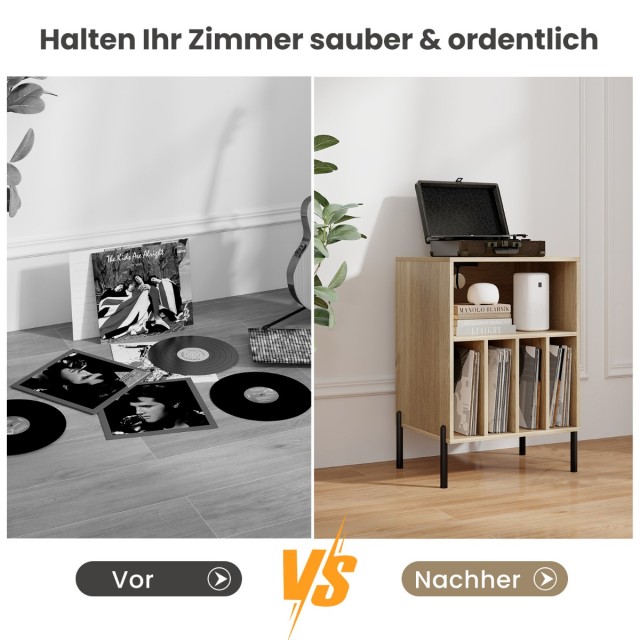 Costway Βάση Πικάπ με Σταθμό Φόρτισης & Ράφι & 4 Διαχωριστικά για Δ...