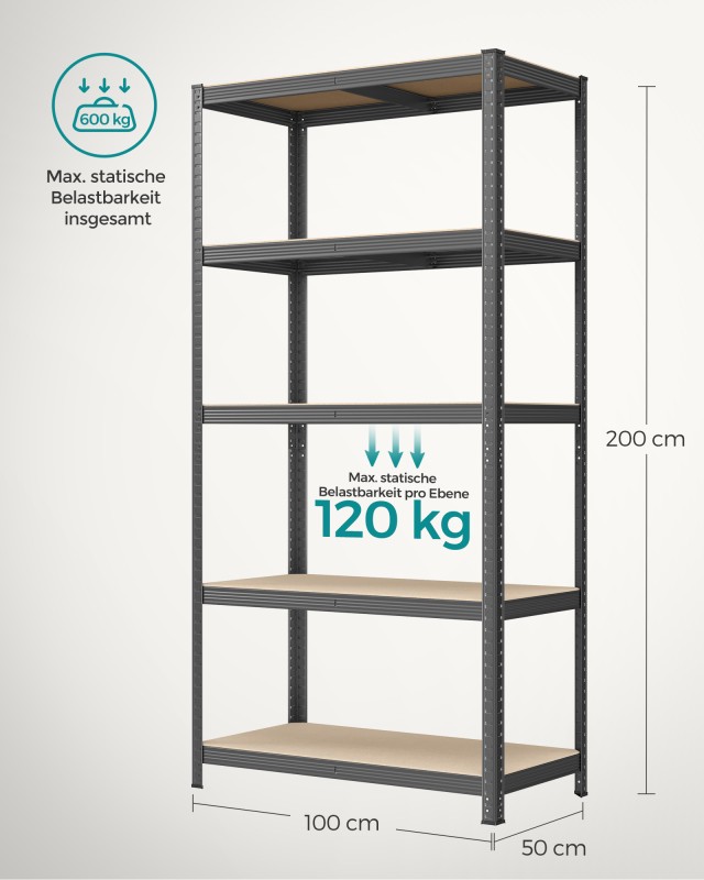 Ράφια Γκαράζ SONGMICS Γκρι 200 x 100 x 50 cm 