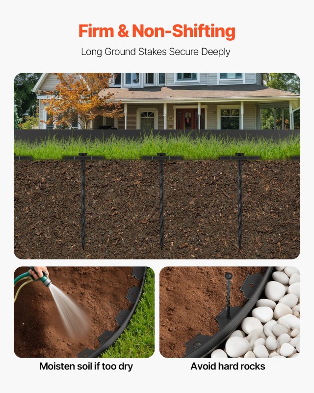 VEVOR Ευέλικτο Πλαστικό Όριο Κήπου 600x5 cm με 120 Καρφιά SLPZ20FT2...