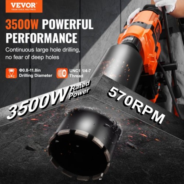 VEVOR Μηχάνημα Διάτρησης 3500W με Βάση (0.8-11.8in)  LSJGSZKJ300M6M...