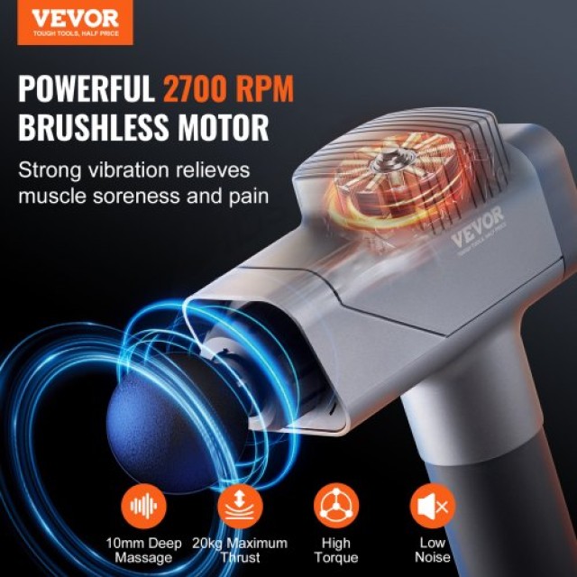 VEVOR Πιστόλι Μασάζ με 8 Ταχύτητες και 6 Κεφαλές  JMQ3200RPMXXOZDK1V2