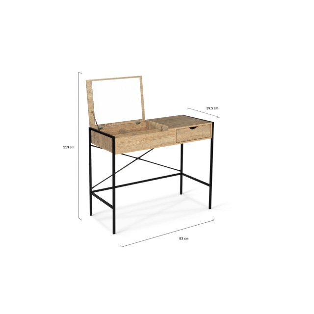 Μπουντουάρ-Τουαλέτα Μακιγιάζ Alana 83 x 39,5 x 75,5 cm με Σκαμπό 35 x 35 x 40,5 cm 30130343 Idomya