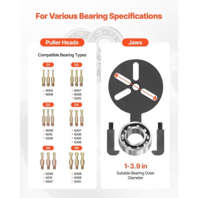 VEVOR Σετ Αφαίρεσης Ρουλεμάν 36 σε 1 3-Σιαγόνων WYXZSLBQ36JTU0IUR001V0