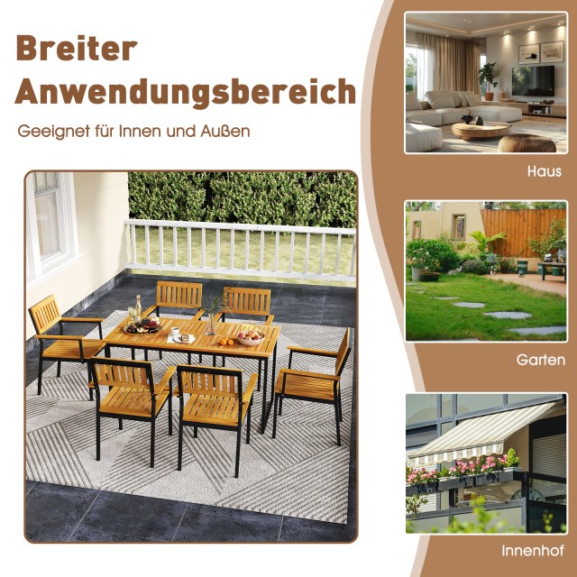 Costway  Ορθογώνιο Τραπεζάκι Βεράντας για 6 Άτομα από Ακακία με Μετ...