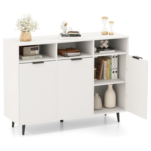 Costway Πολυλειτουργικό Ντουλάπι Καφέ 120 x 40 x 90 cm με Ρυθμιζόμε...