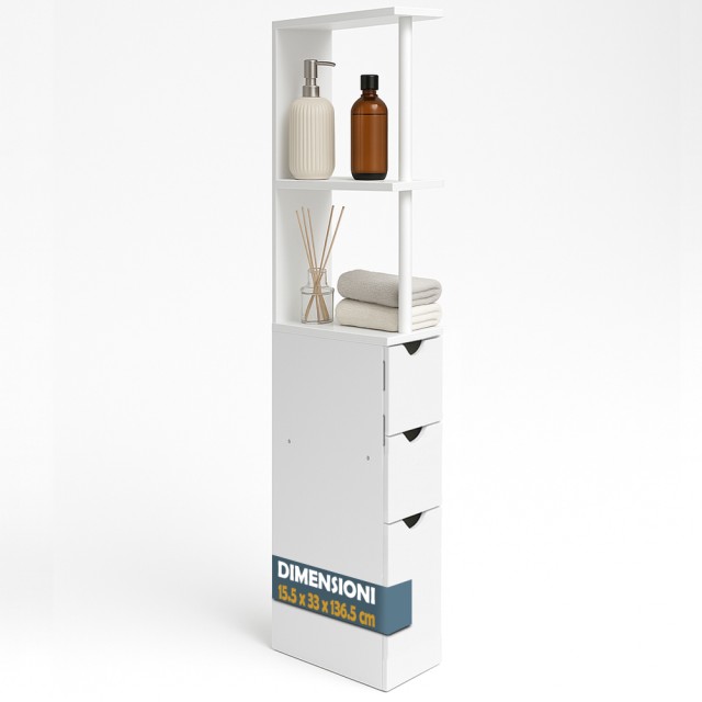 BAKAJI Κινητή Ξύλινη Ψηλή Ντουλάπα Εξοικονόμησης Χώρου με 3 Συρτάρι... BAKAJI Κινητή Ξύλινη Ψηλή Ντουλάπα Εξοικονόμησης Χώρου με 3 Συρτάρι...