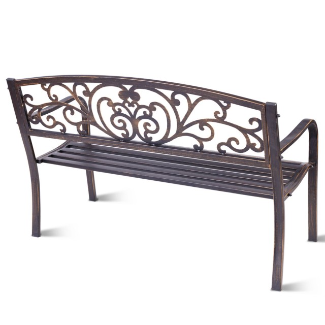 Costway Τριθέσιος Πάγκος Κήπου από Σίδερο 126 x 60 x 85 cm OP70766CP