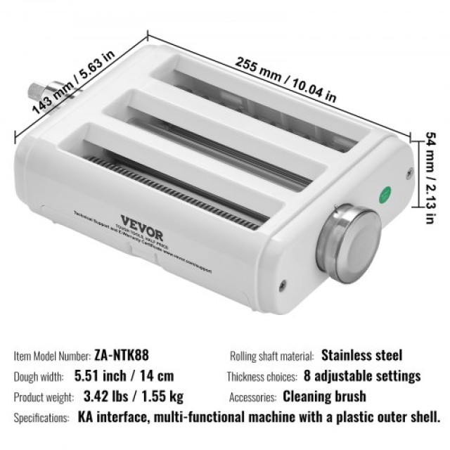 Σετ Εξαρτημάτων Ζυμαρικών VEVOR για KitchenAid, 3-σε-1 Ανοξείδωτο Ρολό και Κόφτης Ζυμαρικών  YDLMGLSHY0003ZKBPV0